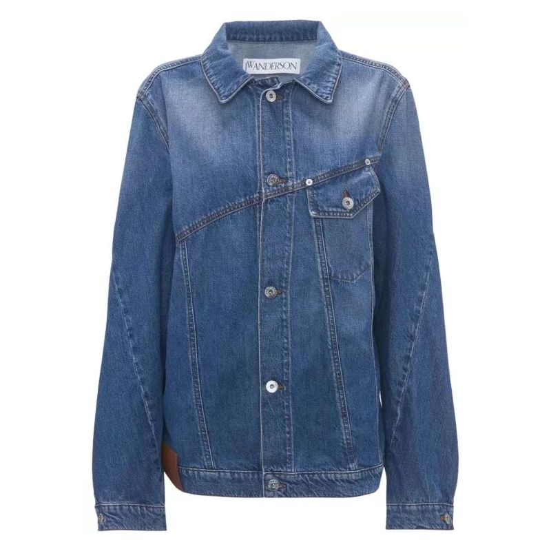 J.W.Anderson Veste en jean Anchor-Logo Deconstructed Denim Jacket Blue