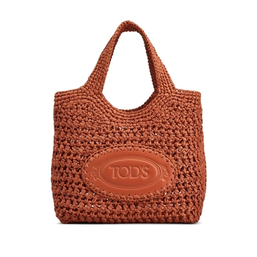 Tod's Fourre-tout Woven Design Handbag With Sturdy Handles Brown