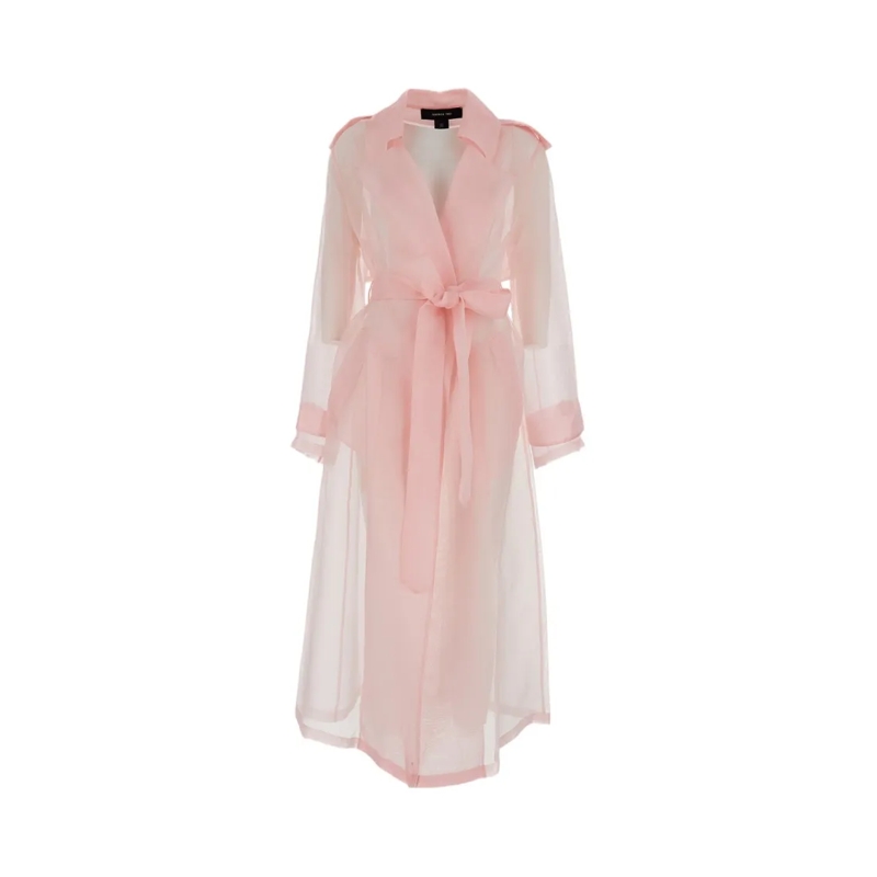 Federica Tosi  Sheer Pink Silk Organza Trench Coat Pink