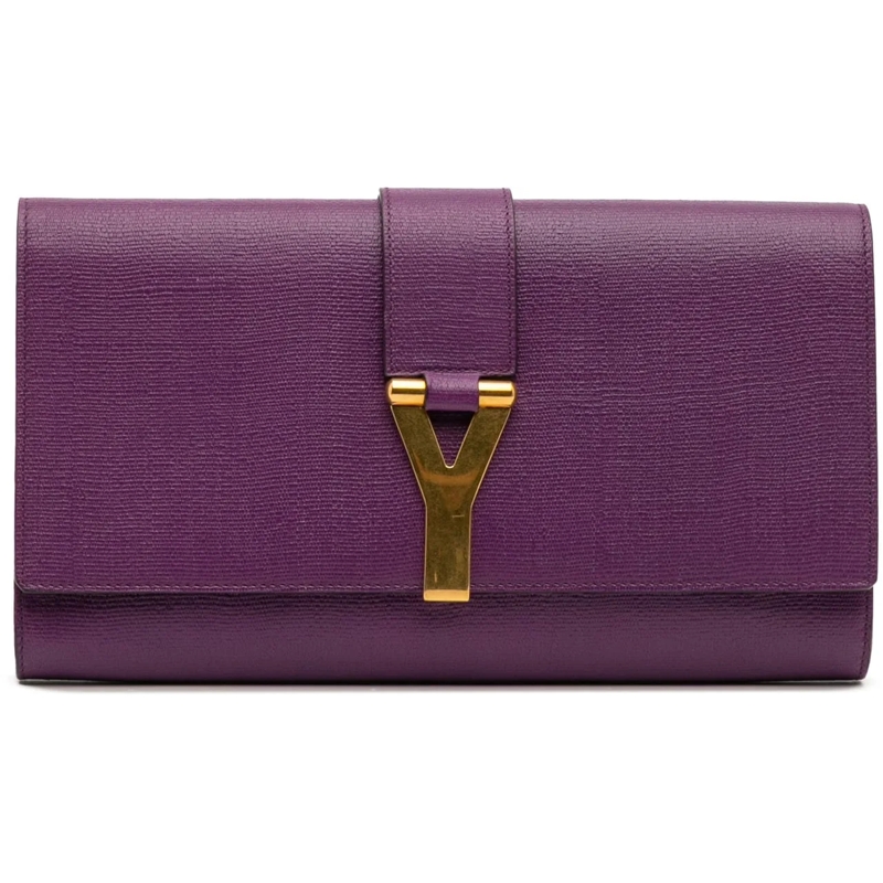 Saint Laurent Clutch Textured Leather Chyc Ligne Clutch lila