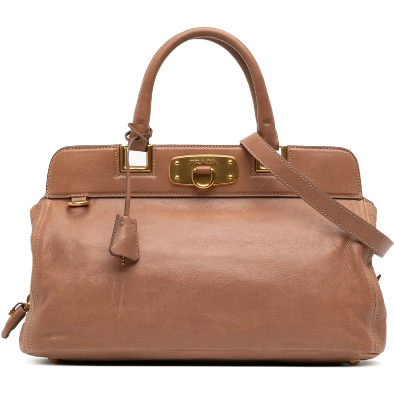 Prada Schultertasche Glace Calf Frame Satchel braun