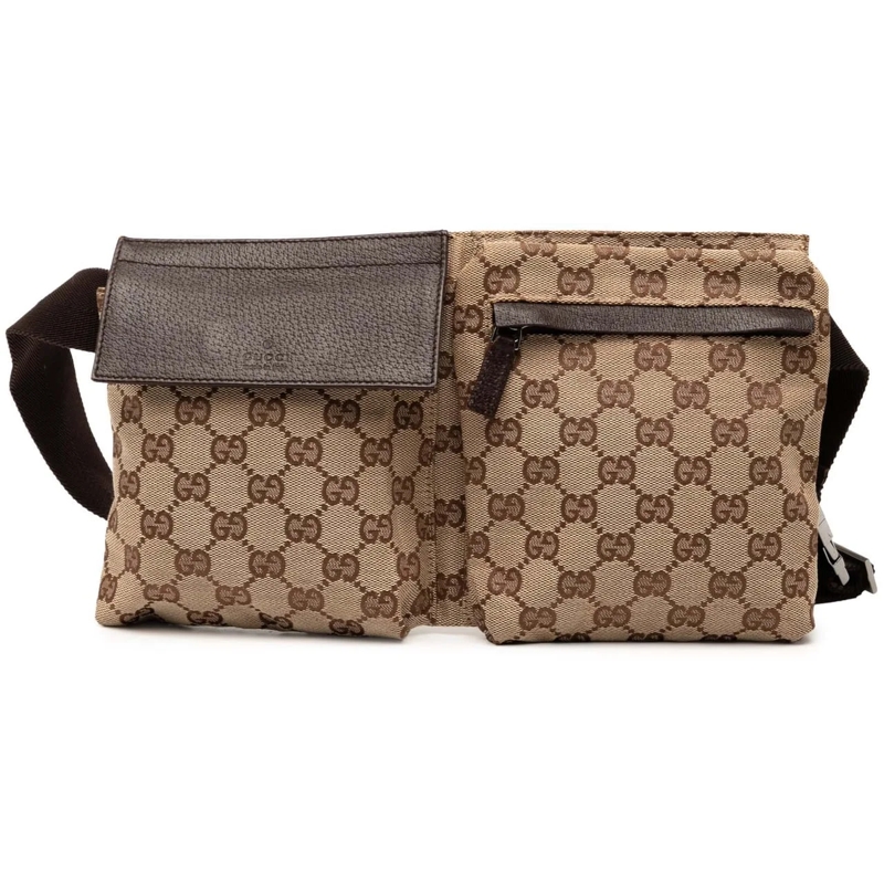 Gucci Gürteltasche GG Canvas Double Pocket Belt Bag braun