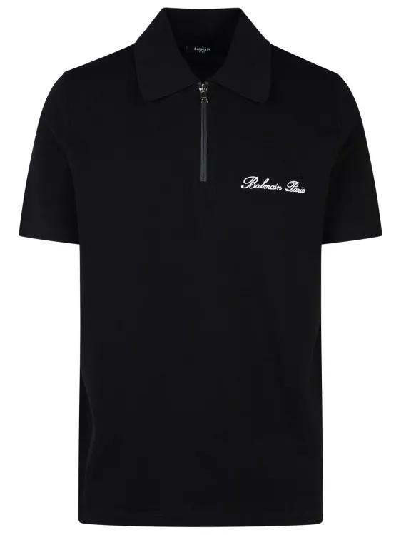 Balmain - Signature Black Cotton Polo Shirt - Größe M - black