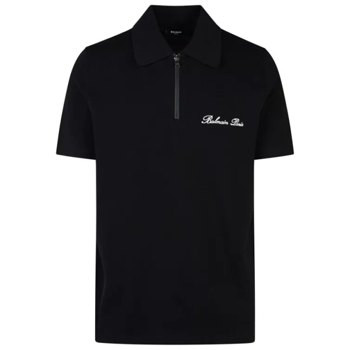 Balmain Signature Black Cotton Polo Shirt Black 