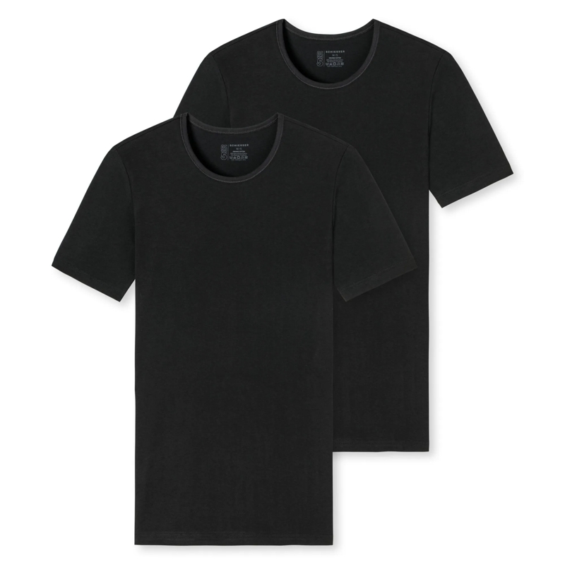 SCHIESSER Hemd 2PACK T-shirt 2er Pack schwarz