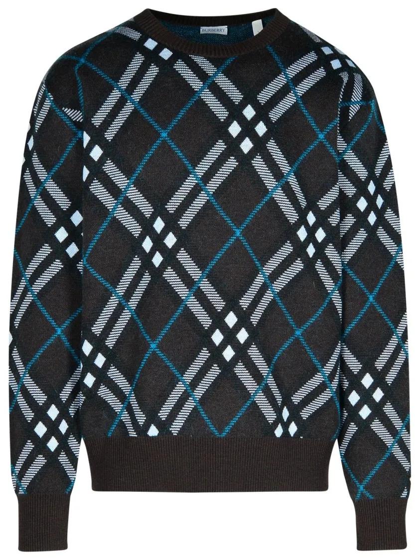 Burberry - Check%27 Green Wool Sweater - Größe S - grün