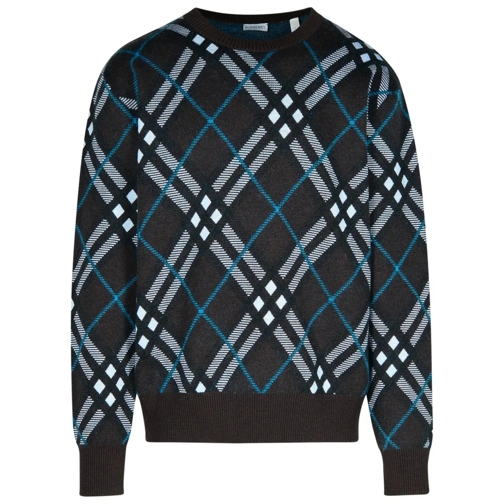 Burberry Check' Green Wool Sweater Green Trui