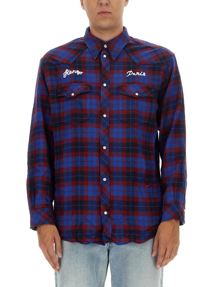 Thumbnail - Kenzo - Western Shirt With Logo - Größe 40 - blau