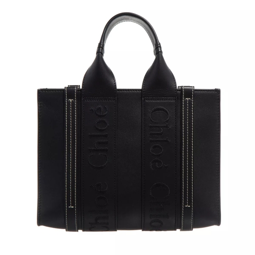 Chloé Woody Small Tote Bag Black Rymlig shoppingväska