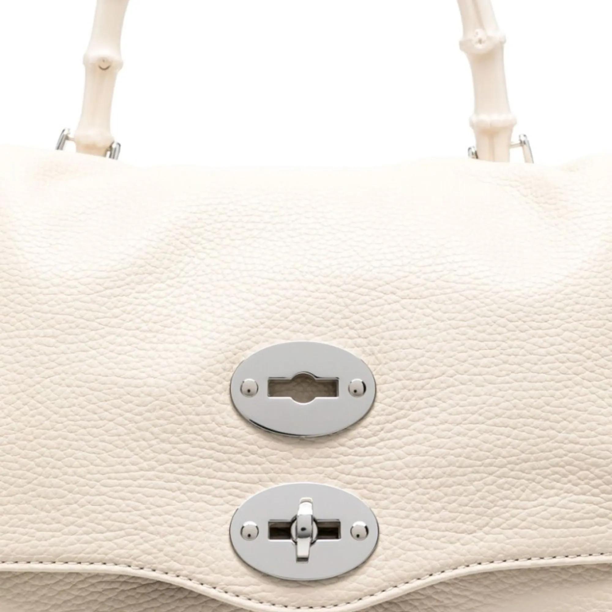 Zanellato Off-White Leren Handtas met Bamboe Handvat White Dames