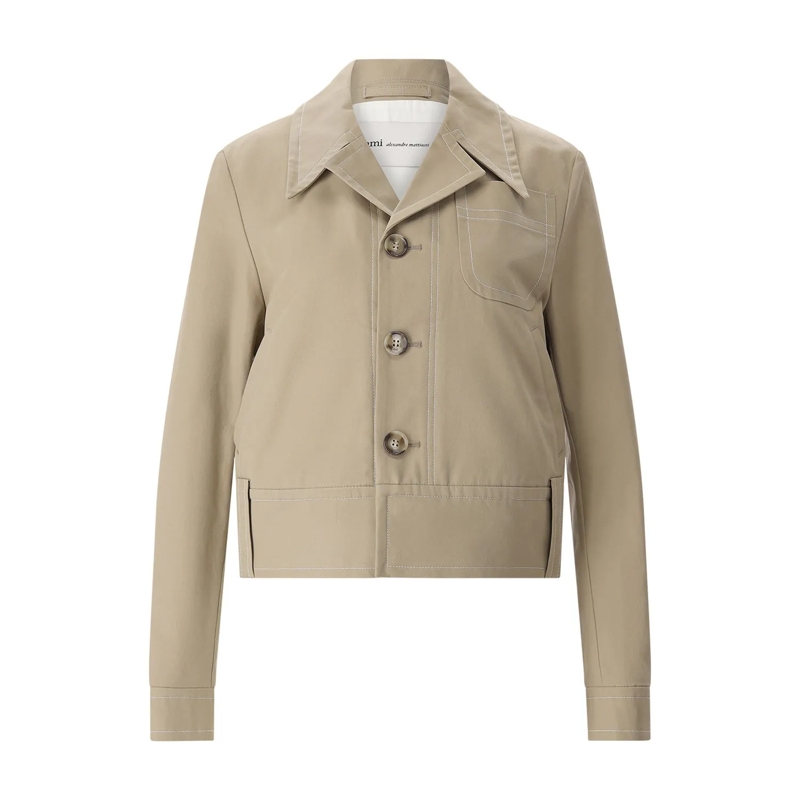 AMI Paris Übergangsjacke Kurze Jacke aus Baumwollmix braun