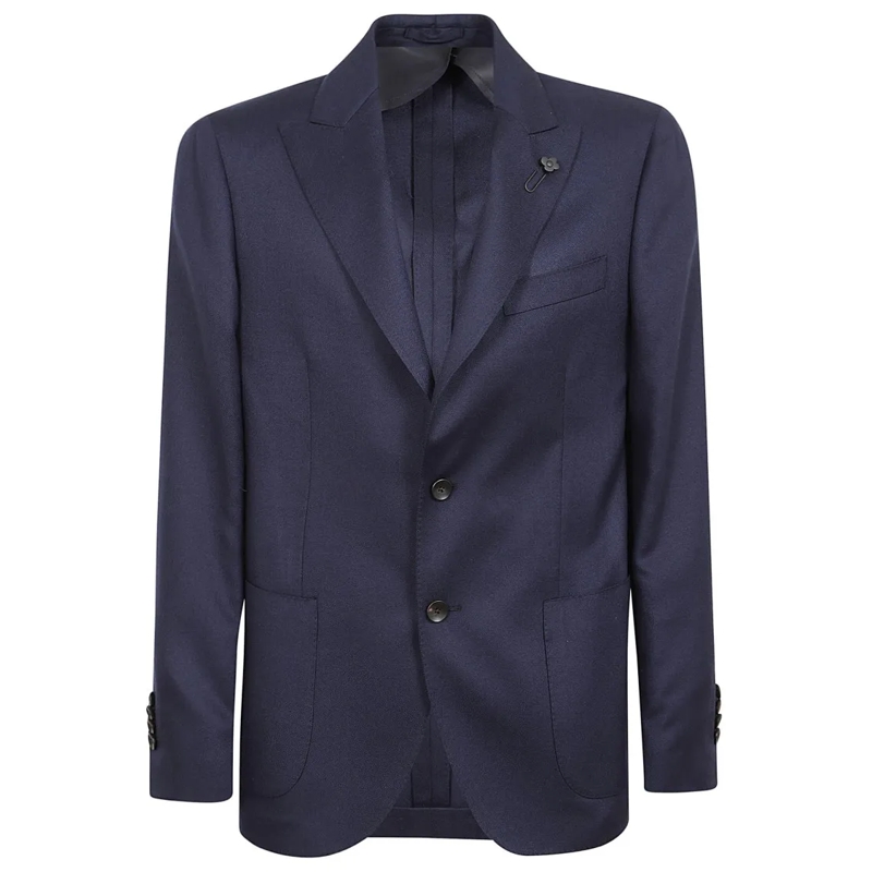 Lardini Blazer Cashmere-Wool-Silk Blend Jacket With Sophisticated Blue