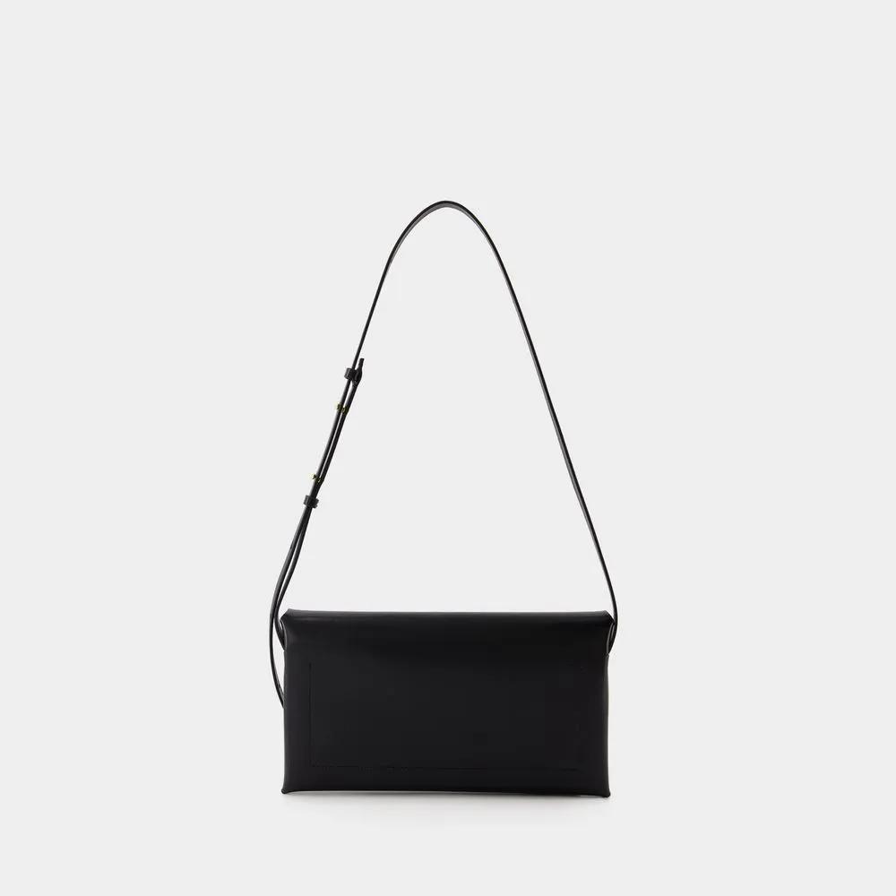 Jil Sander Shoppers Folded Small Crossbody Leather Black in zwart