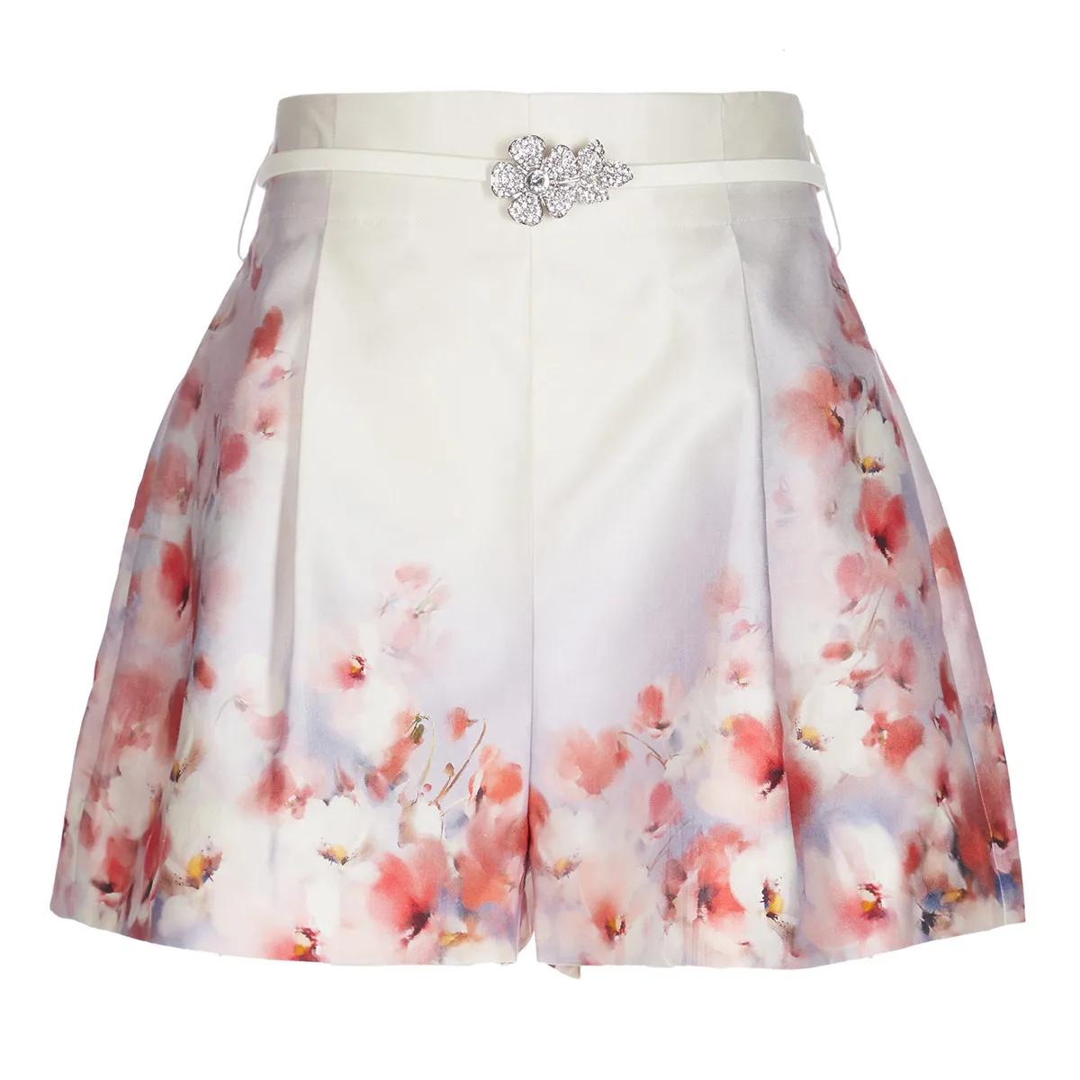 Zimmermann Crush Flat Front Short scarlet Floral | Legere Shorts