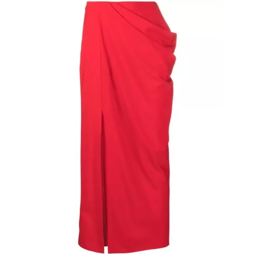 Alexander McQueen Red Slashed Drape Maxi Skirt Red 