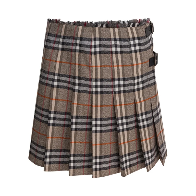 Burberry Minirock "Check" Wool Mini Kilt Brown