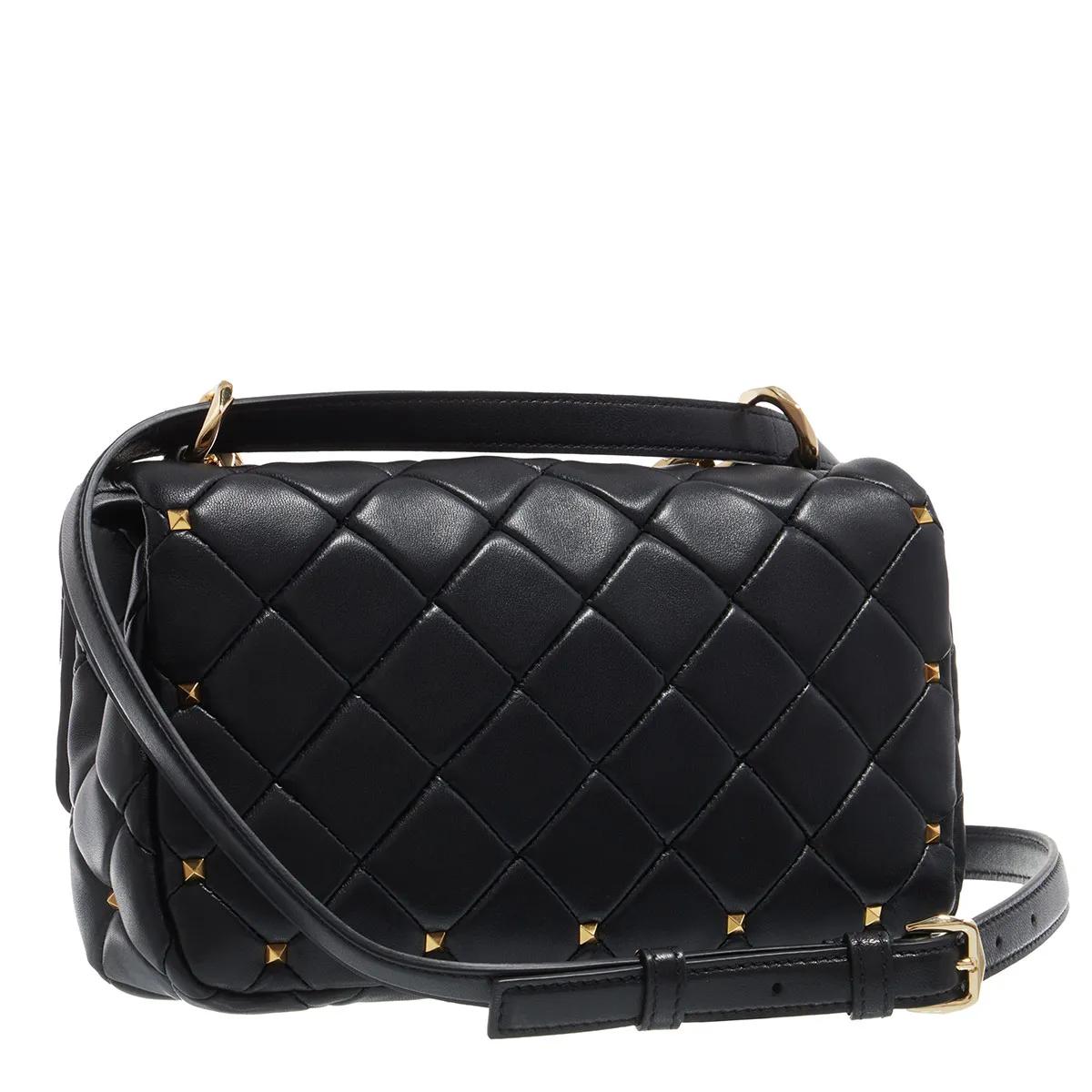 Valentino Garavani Crossbody bags Rockstud Spike Foldover Top Shoulder Bag in zwart