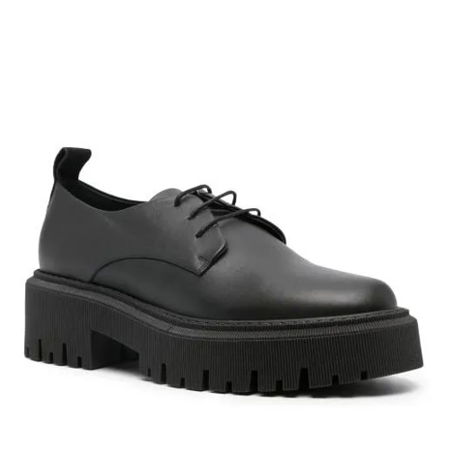 Lorena Antoniazzi 50Mm Lace-Up Leather Loafers Black Mocassin