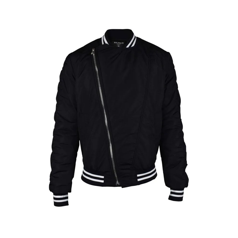 Balmain  Black Nylon Jacket With Large Logo Black
