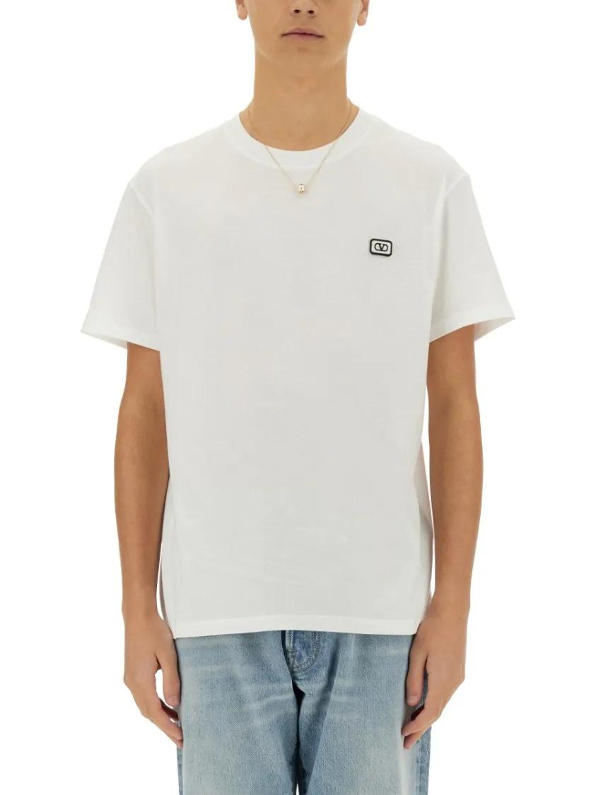 Thumbnail - Valentino Garavani - Vlogo" Patch Cotton T-Shirt - Größe XL - beige