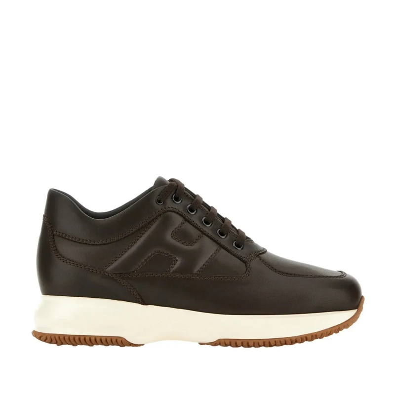 Hogan Lage-top sneaker Sophisticated Brown Calfskin Interactive Shoes Brown