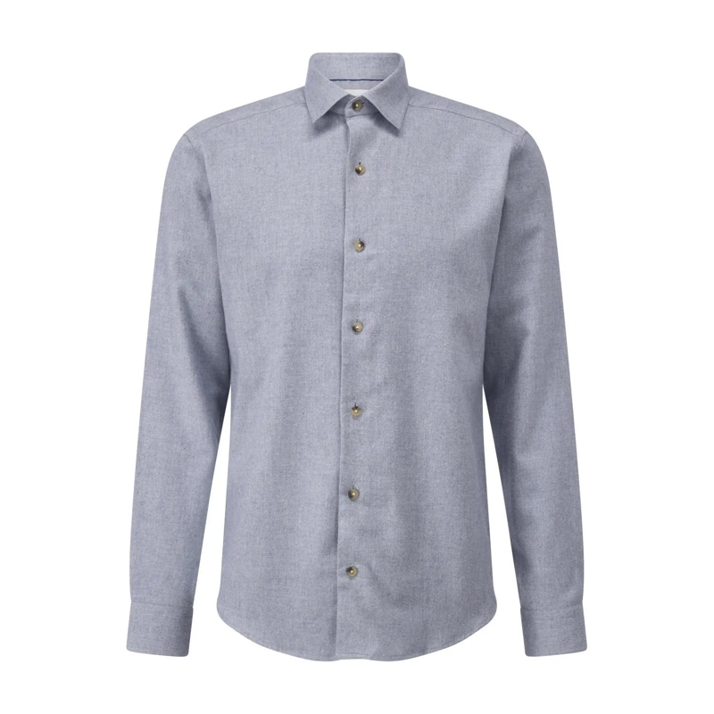 Eton Chemise Regular-Fit Flanellhemd aus Baumwolle Hellblau