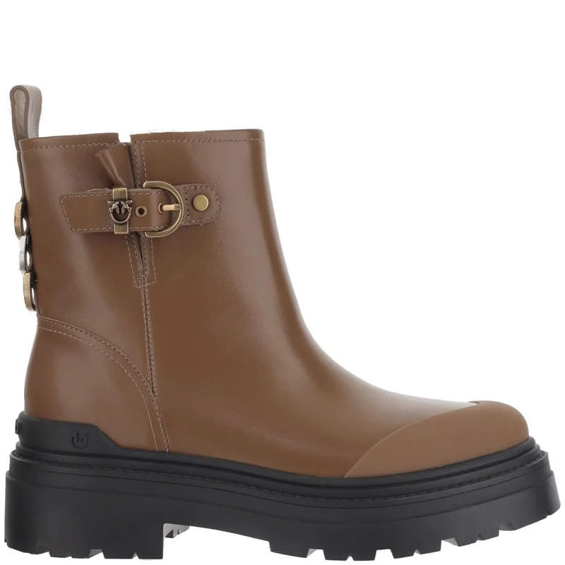 Pinko Bottes Mia 21 Leather Ankle Boots Brown