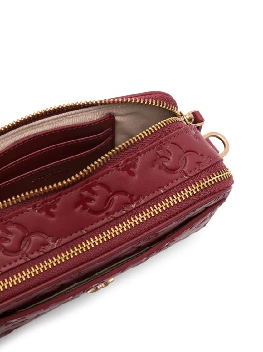pinko Hobo bags Compact Textured Blood Red Bag in rood