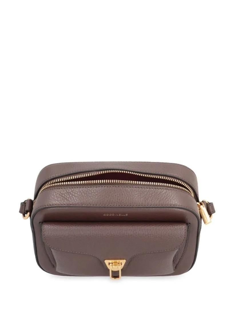 Thumbnail - Coccinelle Hobo Bags - Textured Calfskin Shoulder Bag With Gold-Tone Clas - Gr. unisize - in Grau - für Damen