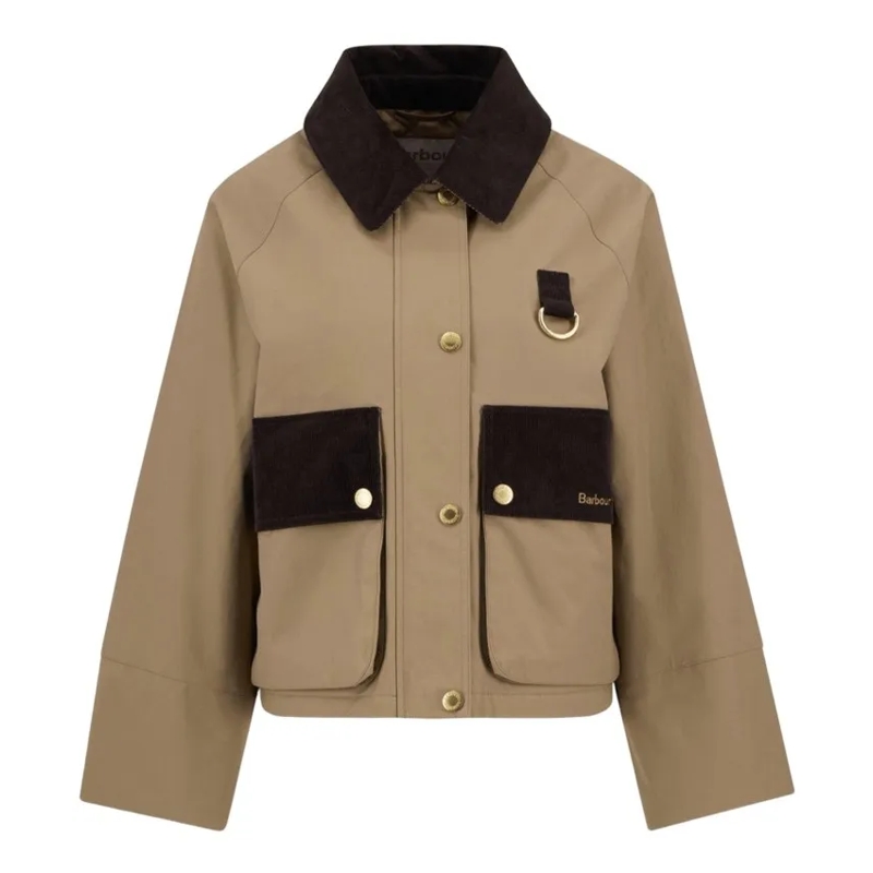 Barbour Veste de transition Military Brown Jacket With Corduroy Trim And Bold  Neutrals