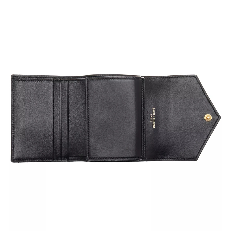 Saint Laurent Tri-Fold-Portemonnaie Cassandre Matel Multi Folded Wallet Black(Image 5)