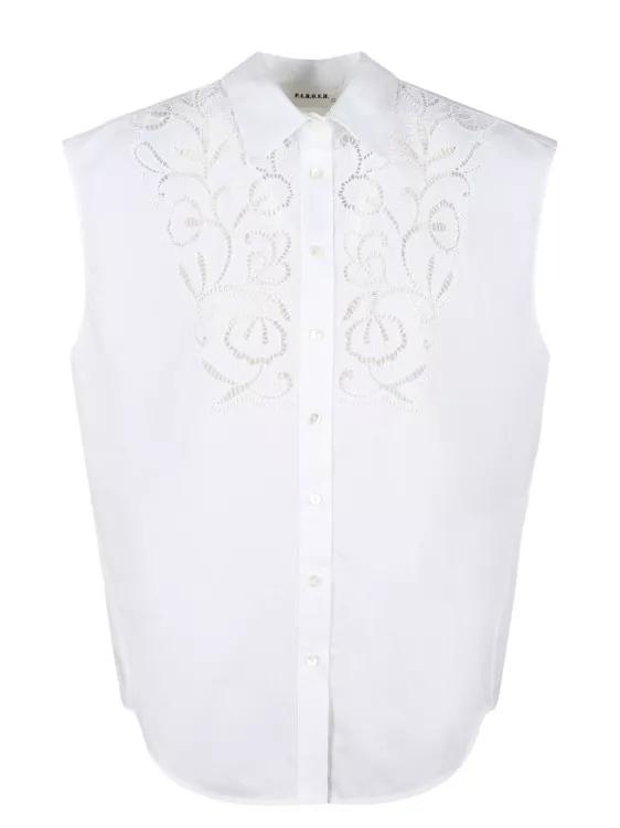 P.A.R.O.S.H. - Canyox Lace Embroidery Shirt - Größe S - white