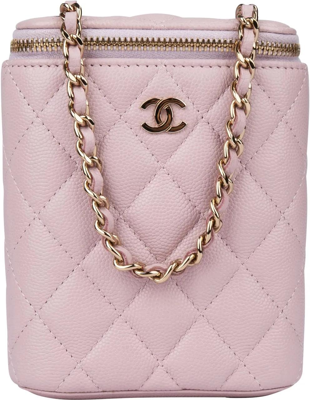 Chanel Crossbody Bags - Chanel Lilac Caviar Leather Mini Vertical Vanity C - Gr. unisize - in Orange - für Damen