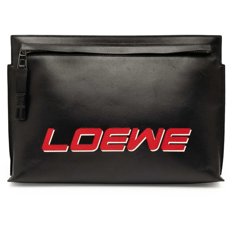 Loewe Clutch Leather Logo T Pouch schwarz