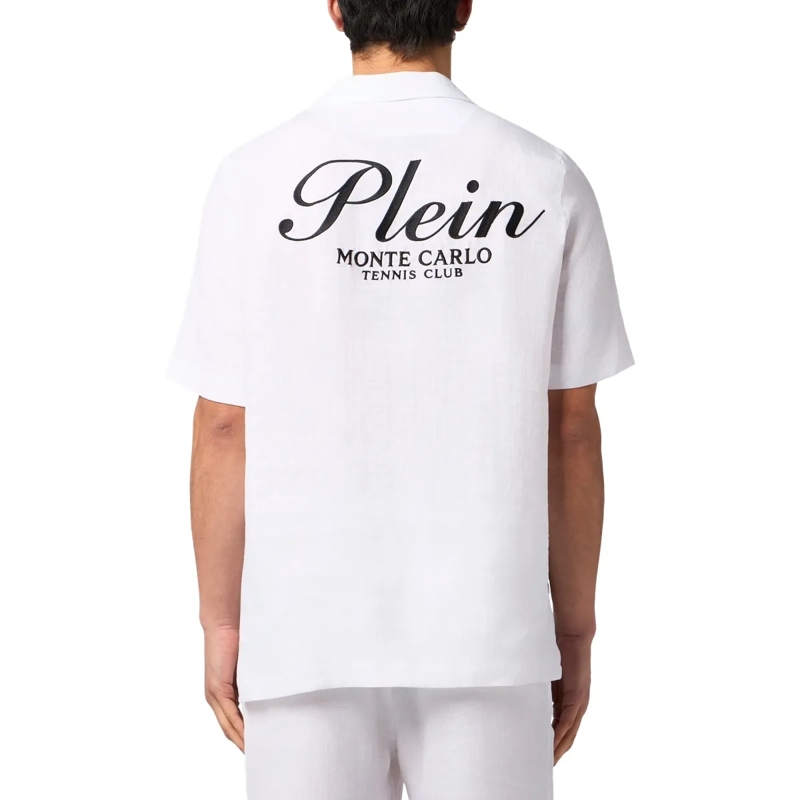 Philipp Plein Hemd Linen Bowling Shirt Tennis Club weiss(Image 2)