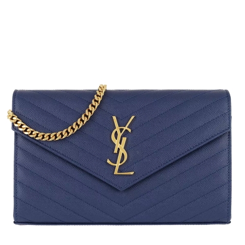 Saint Laurent YSL Monogramme Chain Wallet Royal Blue Crossbody Bag