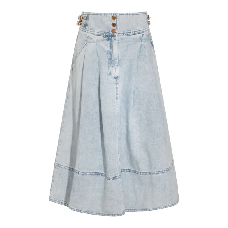 Zimmermann Spijkerrok Light Blue Cotton Skirt Blue