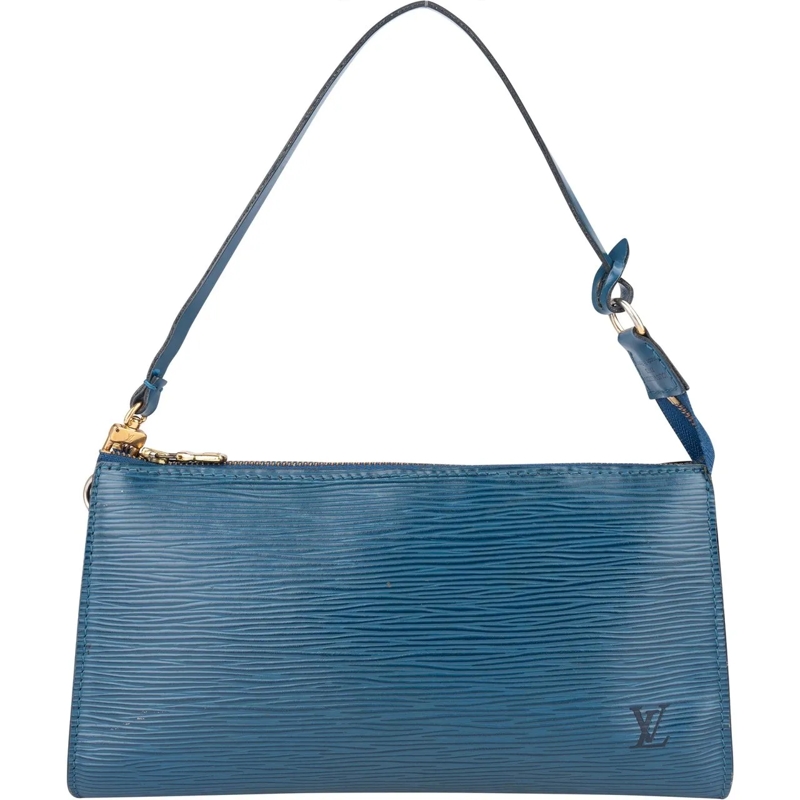Louis Vuitton Schultertasche Louis Vuitton Bleu Epi Leather Pochette Accessoire blau