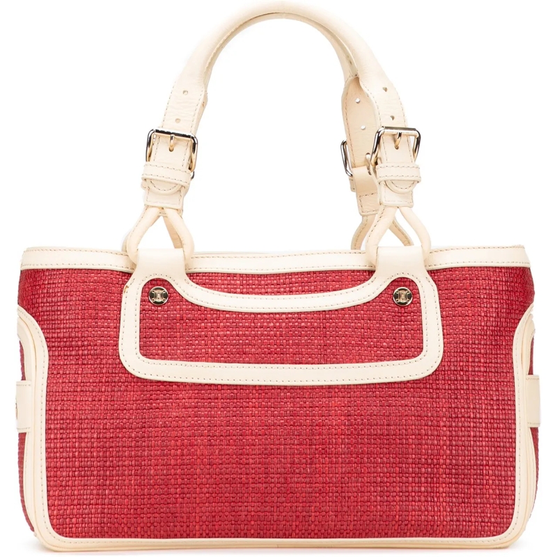 Celine Tote Raffia Boogie Handbag rot