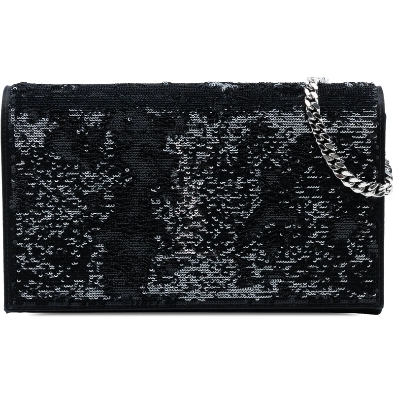Saint Laurent Schultertasche Sequin Monogram Kate Wallet on Chain schwarz