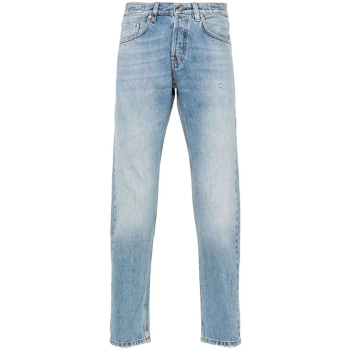 Eleventy Jeans Distressed Tapered-Leg Denim Jeans Blue