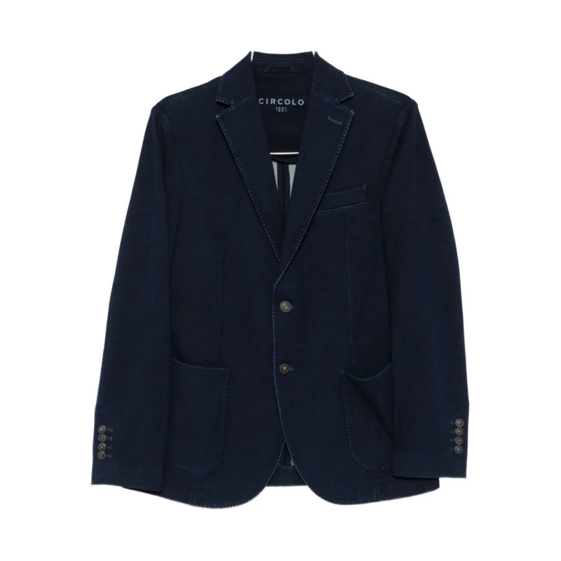 CIRCOLO 1901 Blazer Two-Button Tailored Jacket In Deep Blue Cotton-Ela Black