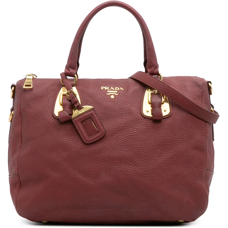 Prada Schultertasche Vitello Daino Zip Top Satchel rot