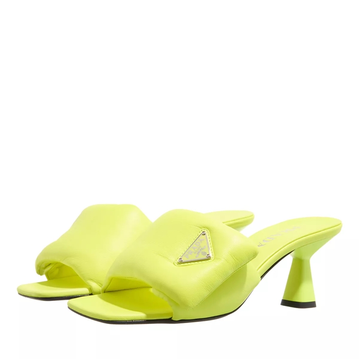 Prada Nappa Leather Soft Sandal Yellow Mule