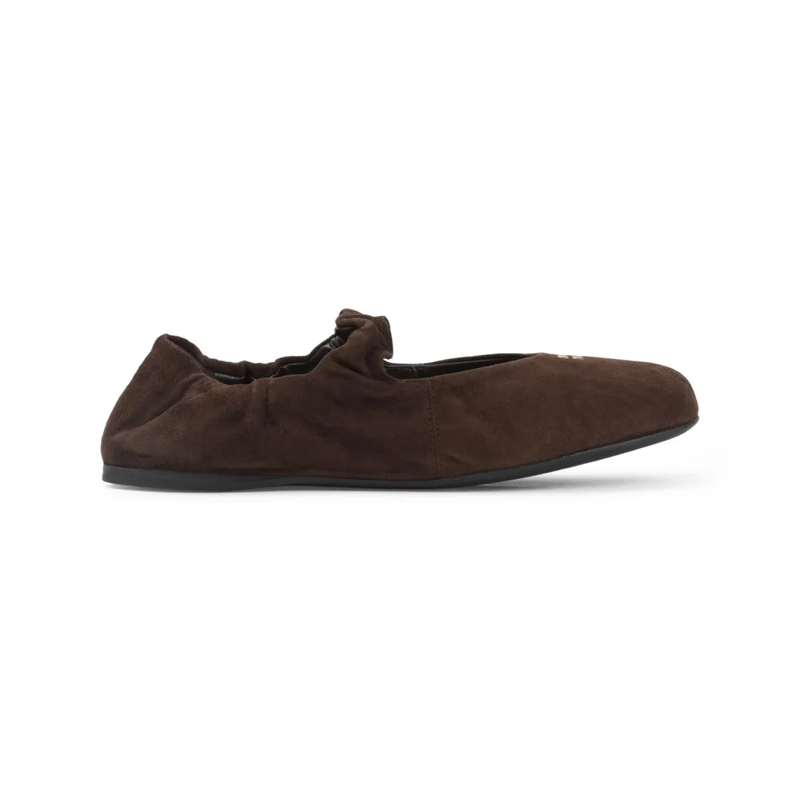 Miu Miu Balletschoenen Dark Brown Suede Ballerina Flats Brown