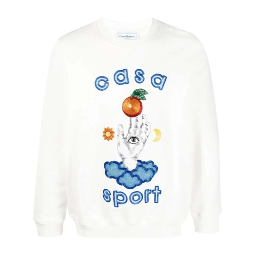 Casablanca Sweatshirts Casa Talisman Crew Neck Sweatshirt White