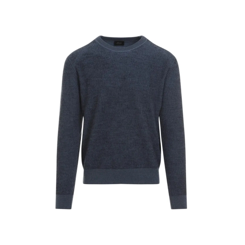 Brioni Flannel Midnight Blue Cashmere Pullover Blue Pull