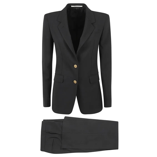 Tagliatore Anzugkombinationen Black Twill Weave Suit Set: Blazer With Notched La Black