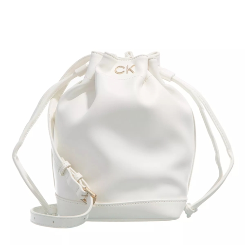 Calvin Klein Re-Lock Drawstring Bag Small Bright White Bucket Bag