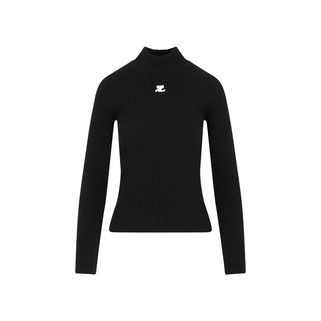 Courrèges - Courrèges Roll Neck Ribbed Jumper - Größe S - schwarz